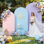 Set of 3 Arch Backdrop Covers(7.2ft, 6.6ft, 6ft) - Premium Stretchy Spandex Backdrop Arch Stand Cover for Baby Shower,Wedding,Party Decor Chiara Cover with Double-Sided Design(Pink Blue Lavender) - Image 3