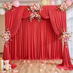 40ft x 12ft Red Backdrop Curtains Wrinkle Free Backdrop Curtain for Wedding Parties Red Fabric Backdrops Drapes Back Drop Cloth Bridal Shower Stage Curtains Wedding Decorations for Reception - Image 3