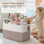 Goodpick 75L Extra Large Woven Rope Blanket Basket, Rectangle, Brown - Image 2