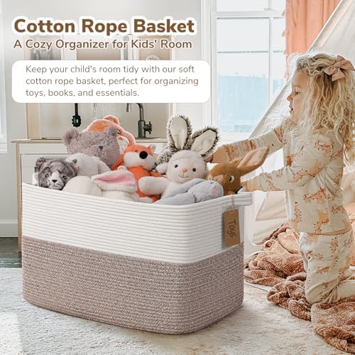 Goodpick 75L Extra Large Woven Rope Blanket Basket, Rectangle, Brown - Image 2