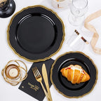 Hioasis 350 Pcs Black and Gold Plastic Plates for Wedding & Party - Image 4