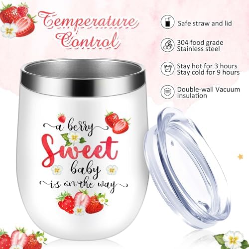 Hoolerry 6 Set Baby Shower Cups, 12oz Stainless Steel Tumbler, Strawberry - Image 4