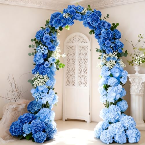 65Pcs Mixed Blue Hydrangea Artificial Flowers Bulk，Realistic Silk Fake Flowers with Stems，Faux Hydrangea Flowers for Wedding Home Decor Centerpieces Living Room Garden Party Baby Shower Decor - Image 5