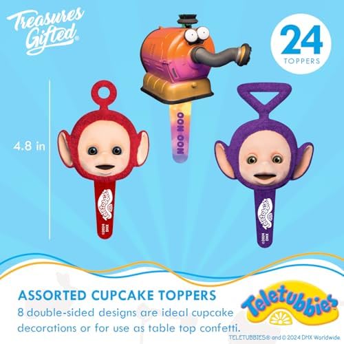 Treasures Gifted Officially Licensed Teletubbies Cake Decorations - 1 Cake Topper & 24 Cupcake Toppers & Wrappers - Teletubbies Birthday Party Decorations - Party Supplies (Pack of 2) - Image 3