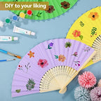 Aneco 48 Pieces Handheld Paper Fans Paper Folding Fans with Bamboos for Wedding Gift, Party, Home, DIY, Multicolor - Image 4