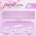 30 Pack Cheesecloth Table Runner 10FT Lilac Purple Table Runner Lavender Boho Gauze Cheese Cloth Table Runners Long Rustic Sheer Table Decorations for Wedding Party Baby Bridal Shower Birthday Holiday - Image 2