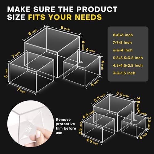 6 Pcs Buffet Risers and Stands, Acrylic Display Box(8" 7" 6" 5" 4" 3") - Image 2