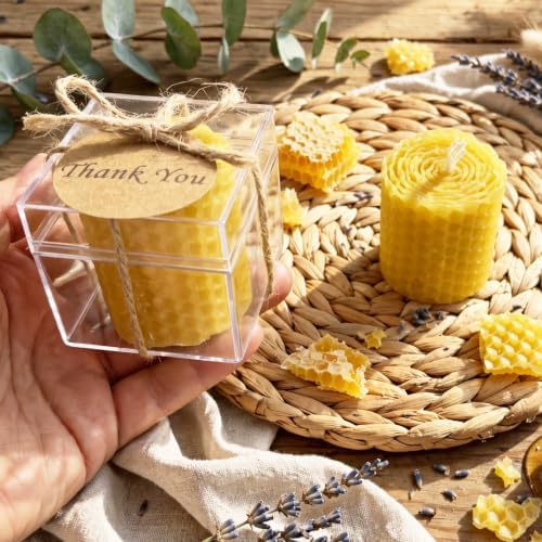 Wedding Favor Guest Bulk, Personalized Beewax Natural Candle Party Favors, Bridal Shower Gifts for Party, Baby Shower giveaways for Baptism (10,20,30,50,100.. Options Available in Customize Section) by GiftUp
