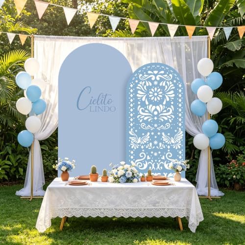 Blue Cielito Lindo Arch Backdrop Cover, HYMENEX 6ft and 7.2ft Mexican Arch Backdrop Cover for Cielito Lindo Party Decorations Mexican Talavera Wedding Bridal Baby Shower Party Supplies - Image 6