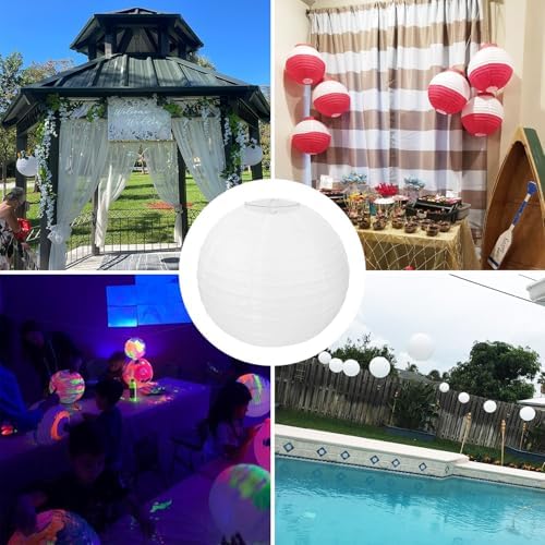 30 Pack 12 Inch Elegant White Round Lanterns for Party, Weddings, Birthdays - Image 7