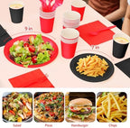 Red and Black Plates and Napkins Party Supplies, Include 9’’ Disposable Paper Plate, 7’’ Dessert Plates and Cups and Napkins Forks Set for Halloween, Christmas, Retirement, Birthday, Serves 50 - Image 4