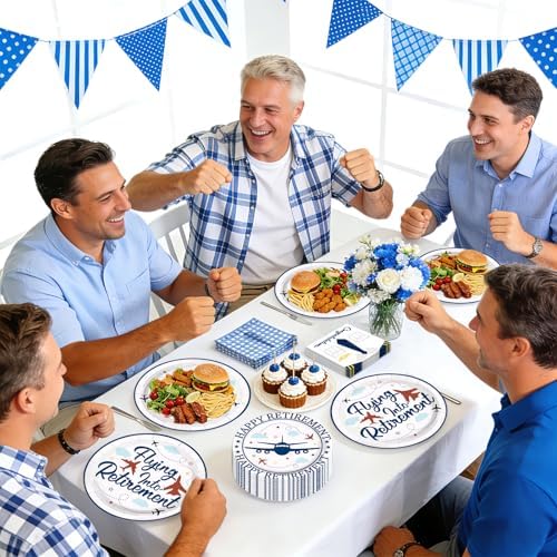 96Pcs Flying into Retirement Party Decorations for Men, Serves 24 - Image 3