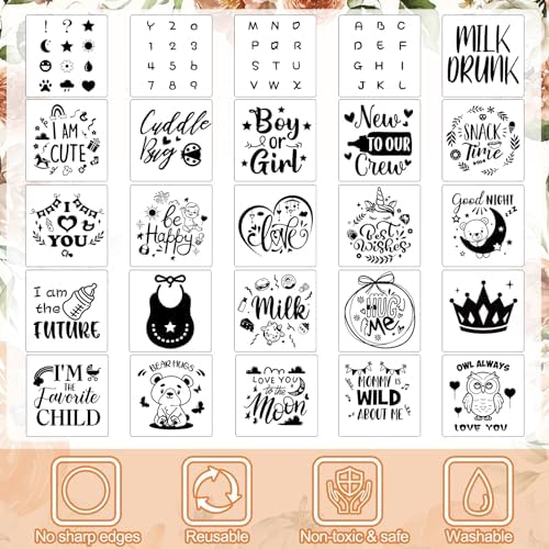 Panitay 100 Pcs White Baby Bodysuits Bibs Kit 25 Guests, Fall Pumpkin - Image 6