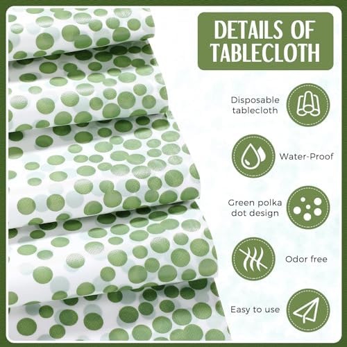 Tudomro 16 Pack White and Sage Green Plastic Tablecloths Satin Runner Set - Image 3