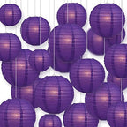 Quasimoon PaperLanternStore.com Ultimate 20-Piece Dark Purple Paper Lantern Party Pack - Assorted Sizes of 6, 8, 10, 12 Inch (5 Round Lanterns Each) for Weddings, Birthday, Events and Decor by Quasimoon