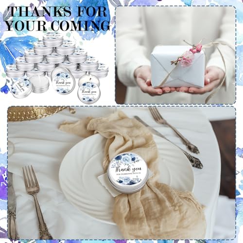MTLEE 50 Pcs Wedding Candles Gift Favors for Guests 1 oz, Blue Rose - Image 4