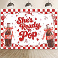 MEHOFOND 10x7ft She's Ready to Pop Baby Shower Banner Backdrop Red Coquette Shes Ready to Pop Baby Shower Decorations Gender Reveal Cake Smash Photo Booth Props by MEHOFOND