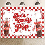 MEHOFOND 10x7ft She's Ready to Pop Baby Shower Banner Backdrop Red Coquette Shes Ready to Pop Baby Shower Decorations Gender Reveal Cake Smash Photo Booth Props by MEHOFOND