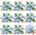 8 Bundles Artificial Peony Centerpiece Flowers,Blue by Yuxung