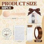 JarThenaAMCS 36 Sets Coffee Baby Shower Favors for Guests Wooden Spoons Mini Coffee Glass Jars Thank You Stickers Brown Ribbon and Bags for Gender Reveal Party Souvenirs - Image 2