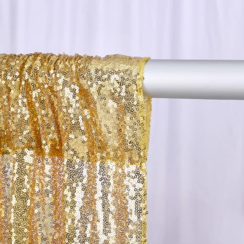 Wedding Backdrop Curtain 10ftx10ft - Gold Sequin and White Satin Drapes - Image 3