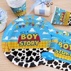 Cartoon Boy Story Baby Shower Decorations Plates 25 Guests,175 Pcs It's A Boy Story Baby Shower Cardstock Paper Plates Napkins Cups Cutlery Set Party Decorations (Pack of 3) - Image 7
