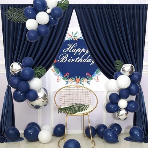 50ftx10ft Wrinkle Free Navy Blue Backdrop Curtains for Parties, 10 Panels 5x10ft Silky Polyester Blue Photo Backdrop Drapes for Weddings Birthday Party Graduation Photography Background Curtains - Image 5
