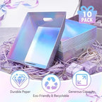 AFOROEOA 10 PACK Laser Gift Baskets for Gifts Empty, 12x10x4” Holographic Iridescent Gift Basket Kit with 10 Bows & 10 Bags - Large Empty Gift Baskets to Fill for Christmas, Weddings, Birthdays, Holiday Gifting Hampers - Image 6