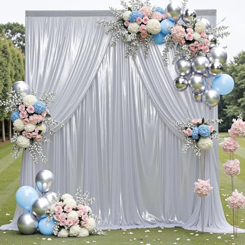 10ftx10ft Sequin Silver Backdrop Curtain Panels for Parties-Sparking - Image 6