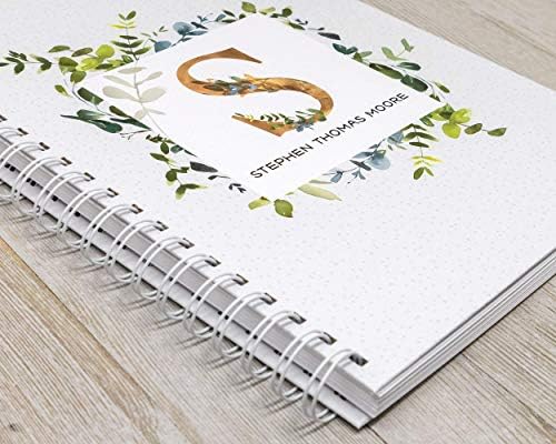 Personalized Baby Journal - Hardcover First Year Album Customized with Baby’s Name & Initial - Prompted Baby Memory Book (Leafy Initial) - Image 2