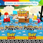 Boy Story Baby Shower Decorations, 25 Guests Includes Cardstock Plates Tableware | Tablecloth | Banner | Balloons | Cake Topper for It’s a Boy Story Baby Shower Themed Party Decorations (Pack of 3) - Image 7
