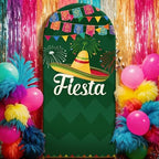 Chunful 3 Pcs Cinco de Mayo Fiesta Party Arch Backdrop Cover Mexican Photo Background Decor 2-Sided Round Top Mexican Cute Backdrop Arch Cover for Fiesta Party Decoration 6 ft/5 ft/4 ft (Green) - Image 5