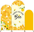 3Pcs Honey Bee Arch Backdrop Covers 4ft 5ft 6ft Bees Flower Honeycomb Arch Stand Covers Honey Bee Birthday Party Decoration Photo Background for Bees Birthday Baby Shower Wedding Party Supplies by partygreeting