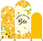 3Pcs Honey Bee Arch Backdrop Covers 4ft 5ft 6ft Bees Flower Honeycomb Arch Stand Covers Honey Bee Birthday Party Decoration Photo Background for Bees Birthday Baby Shower Wedding Party Supplies by partygreeting