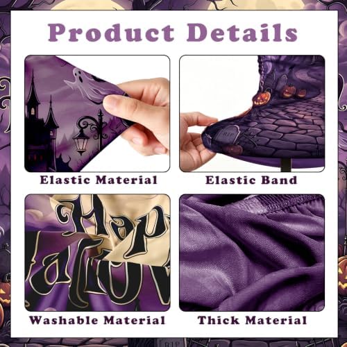 Set of 2 Purple Happy Halloween Arch Backdrop Covers (7.2ft, 6ft) - Image 6