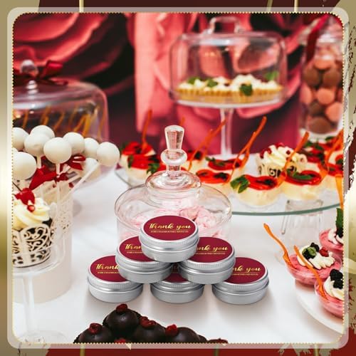 MTLEE 50 Pcs Burgundy Thank You Candles Baby Shower Wedding Favors - Image 4