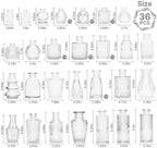 36 Pcs Bud Vases Set, Small Bud Vases in Bulk, Clear Glass Flower Vases, Multiple Shape Cute Vintage Bottles for Rustic Wedding Centerpieces, Table Decor, Party Decor, Baby Shower & Home Decor(Clear) - Image 2
