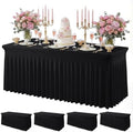 4Pack Black Spandex Tablecloth for 6FT Rectangle Table,Table Skirt by Baoszty