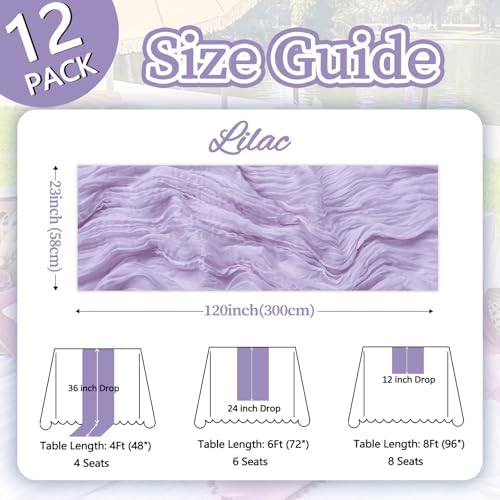 12 Pack Lilac Purple Cheesecloth Table Runner 23 x 120 Inch 10Ft - Image 2