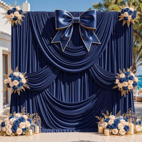30x12ft Navy Blue Backdrop Curtains, Navy Blue Drapes for Backdrop Draping Fabric for Wedding Party Bridal Baby Shower Prom Birthday Graduation 5x12FT, 6 Panels by LittleFunny