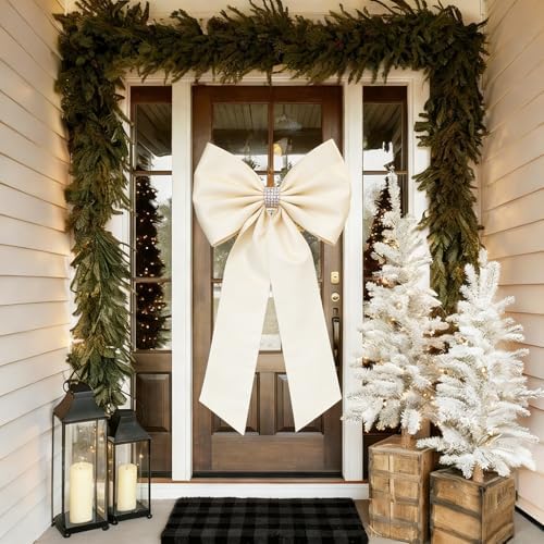 Meseey Giant Satin Bow 27x39 Inch Extra Large Decorative Bow for Christmas Tree Topper,Party,Home Wall,Baby Shower & Birthday Decor（Ivory - Image 4