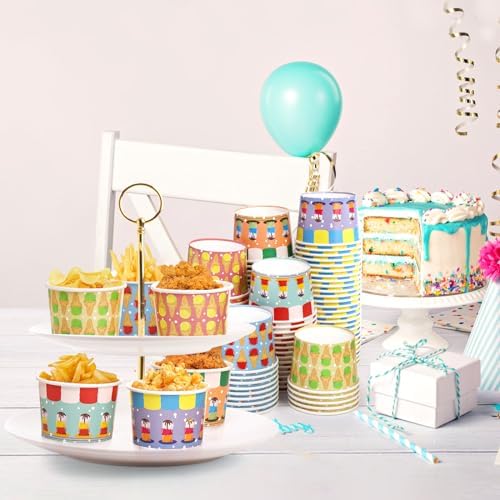 Cididu 240 Pack Paper Ice Cream Cups, 8 Oz Disposable Dessert Snack Bowls, Parties Suppliers Treat Cups for Hot and Cold Food, Soup, Sundae, Fruits, Frozen Yogurt, Summer Birthday Party Picnic - Image 6