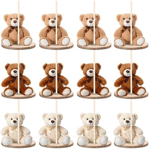 Canlierr 12 Set Bear Centerpieces with Stick, 23-26" Round Circle Slice by Canlierr