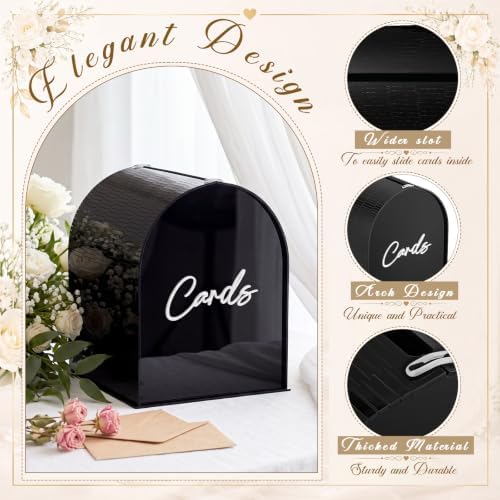 BreezeHug Black Arched Acrylic Wedding Card Box with 3D Cards Letters, Modern Card Holder with Slot for Reception, Bridal Shower, Baby Shower, Birthday Party - Image 4