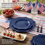 COLOSUS 60 PCS Navy Blue Plastic Plates, Premium Beaded Party Plates. - Image 6