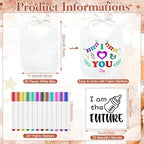 Panitay 100 Pcs DIY Baby Bibs Decorating Kit 50 White Bibs 25 Stencils 24 Markers 1 Baby Shower Game Sign - Image 2