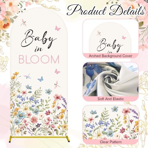 DERTE 3 Pcs Baby in Bloom Arch Backdrop Cover - Image 3