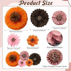 ForraFun 36 Pcs Boho Giant Paper Flowers Decoration for Wall Sizes 10" to 24'' Tissue Paper Pom Poms in 5 Flowers Wall Mexican Backdrop Decor for Birthday Wedding Baby Shower Bridal Shower Party - Image 2