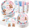 Pickmesh 400 Pcs Bear Gender Reveal Party Supplies Plates Napkins Serve 50 by Pickmesh
