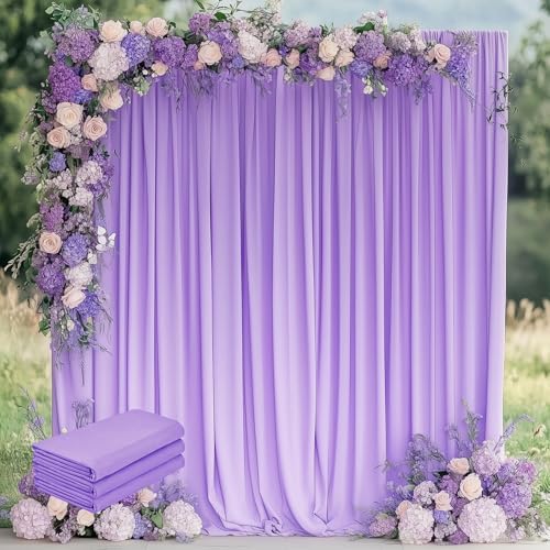 Wokceer Lavender Purple Backdrop Curtain Drapes for Parties, 3Pack 10x10FT by Wokceer